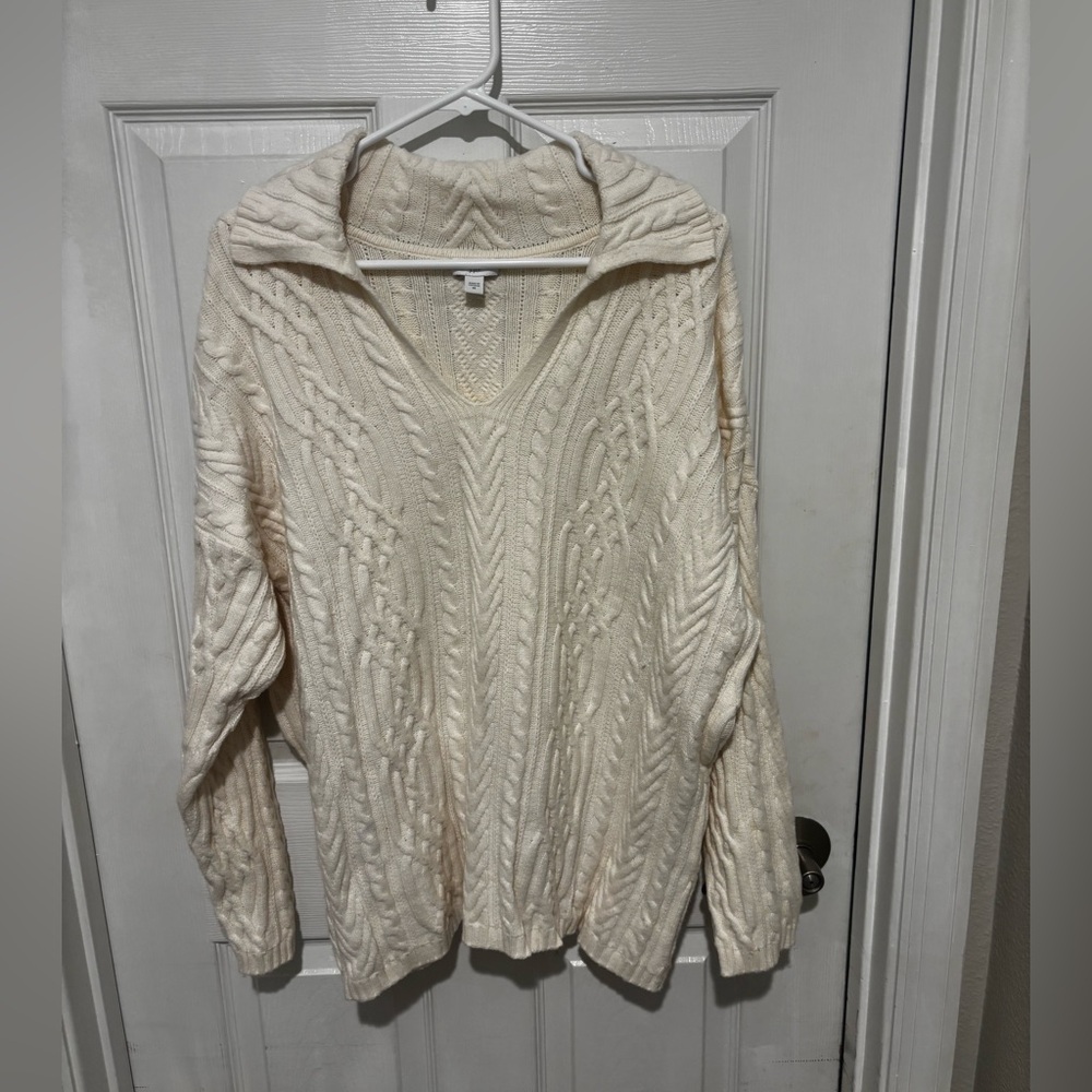 J Jill Women's Cream Cable Knit Sweater new without tags 2X